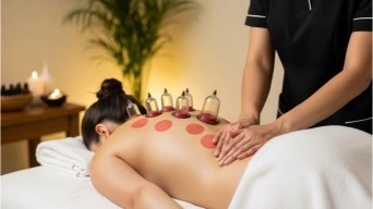  Massage and cupping therapy used together for muscle relief
